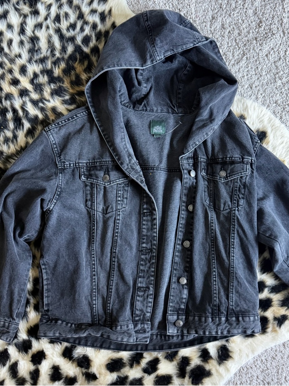 Black Hooded Denim Jacket